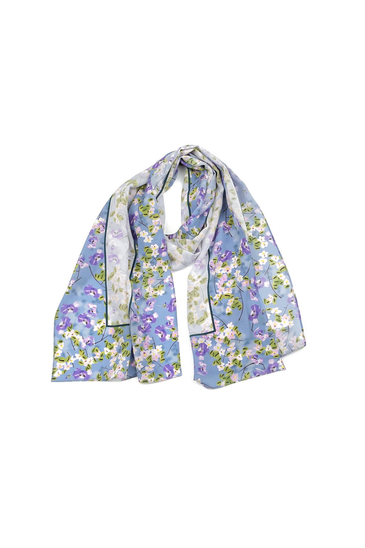 Blue Meadow Floral Silk Scarf 5