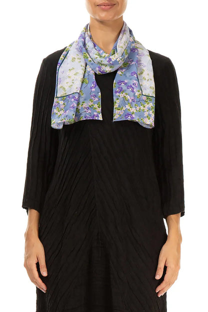 Blue Meadow Floral Silk Scarf 1