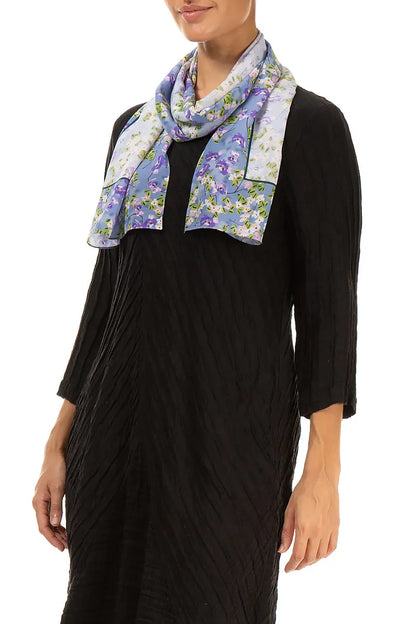 Blue Meadow Floral Silk Scarf 3