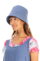 Blue Nova Linen Bucket Hat 1