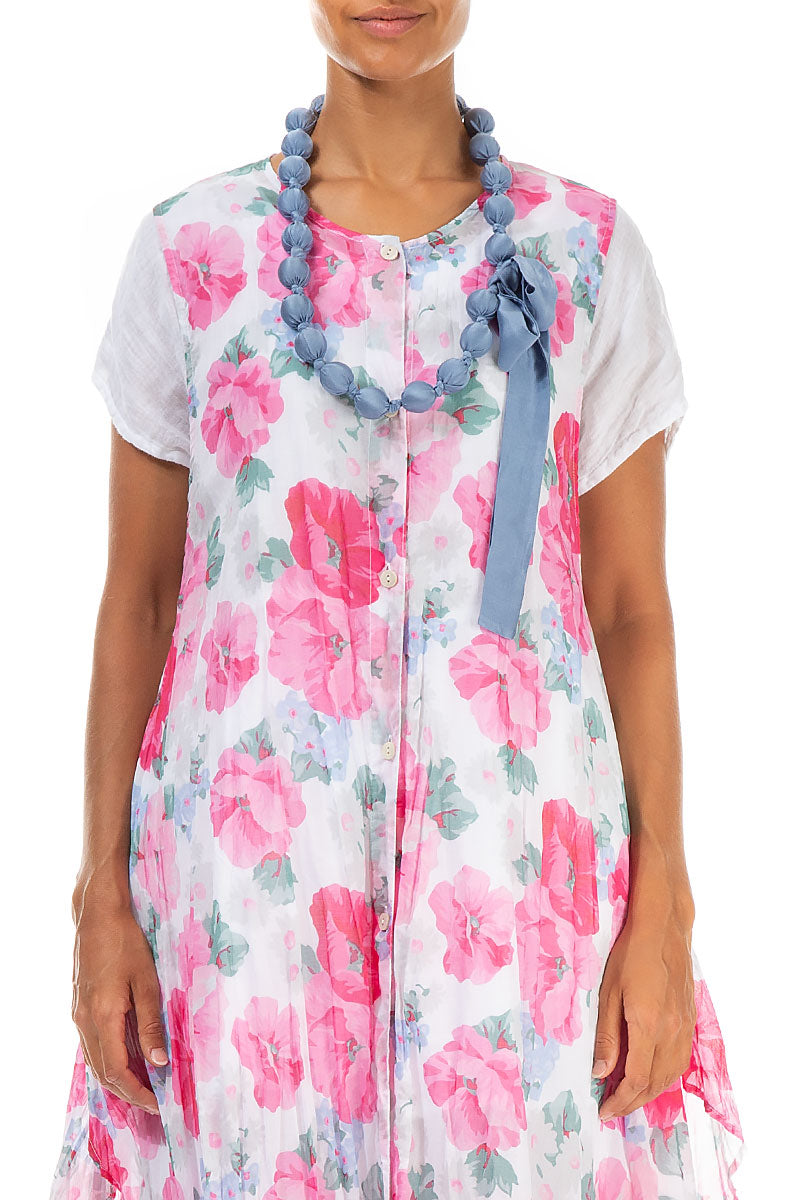 Blue Nova Silk Bead Necklace 1