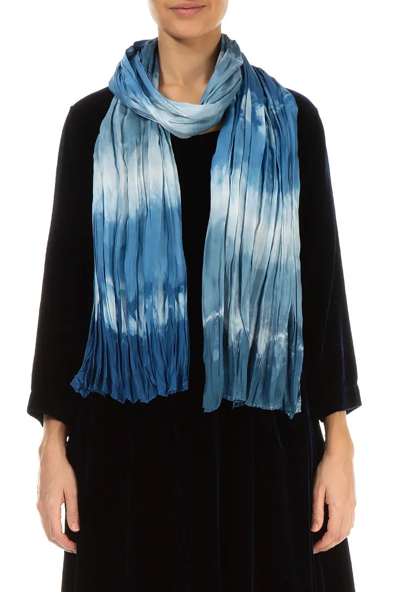 Blue Ombré Pure Silk Scarf 1
