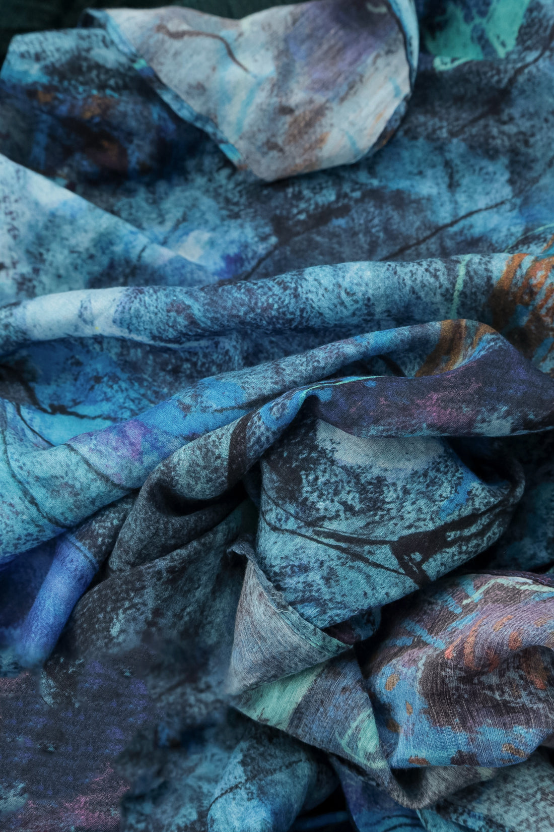 Blue Reverie Silk Cotton Scarf 7