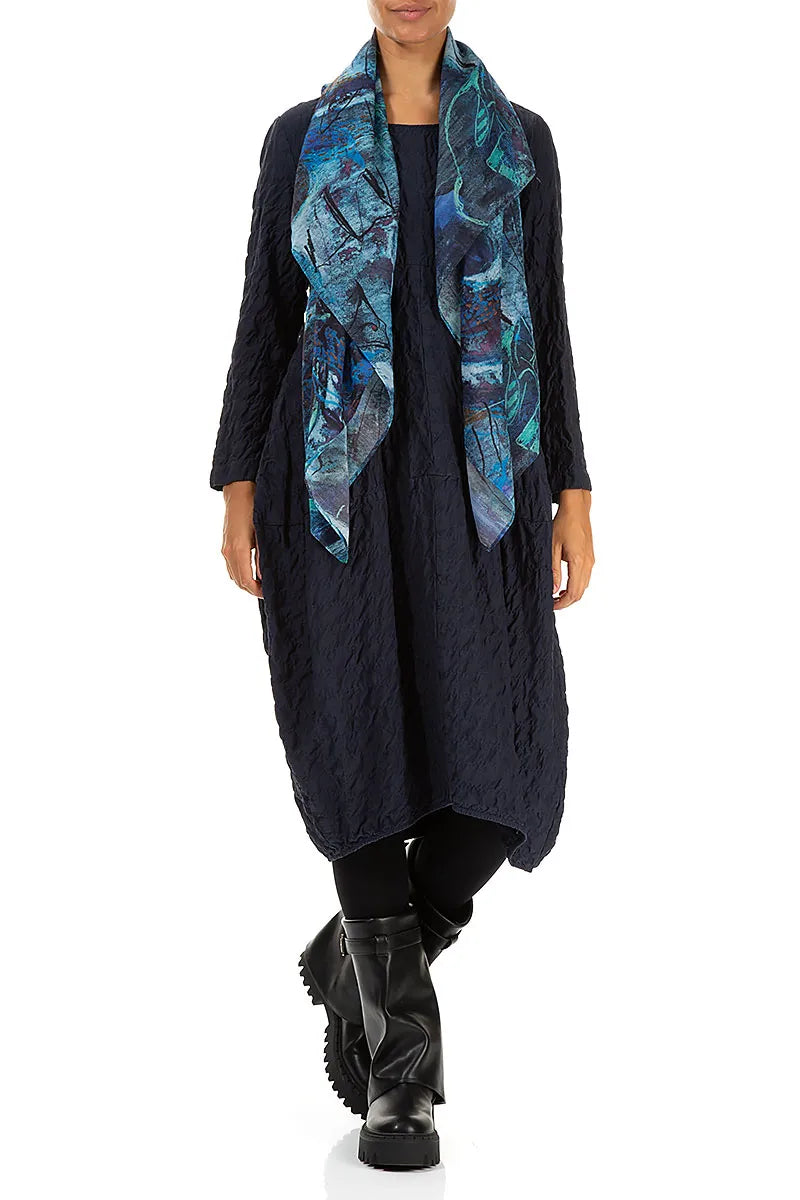 Blue Reverie Silk Cotton Square Scarf 2