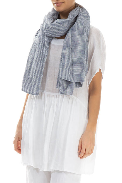 Blue Stripe Linen Scarf 3