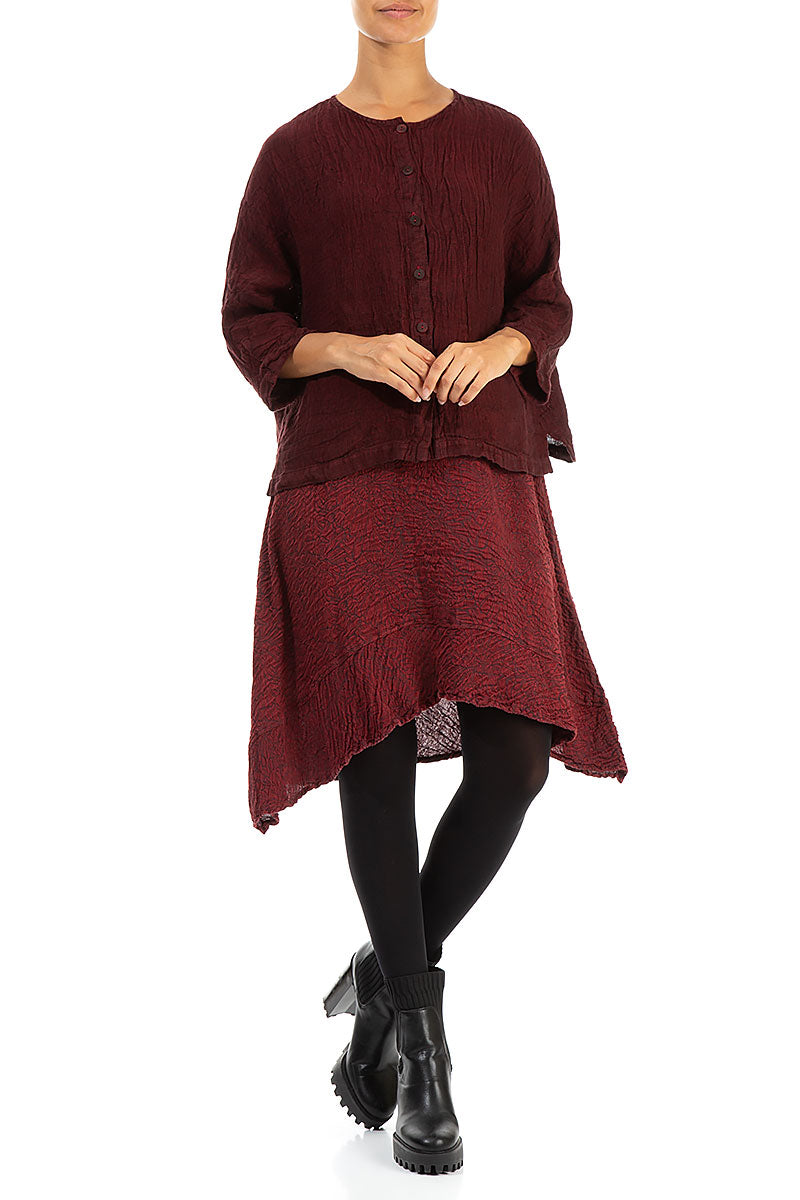 Bordeaux Mélange Linen Jacket Blouse 4