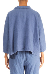 Boxy Blue Nova Linen Blazer Jacket 2