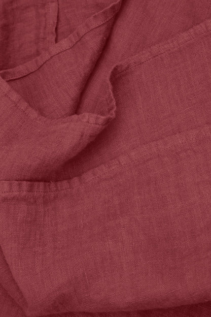 Boxy Antique Ruby Gauze Linen Blouse