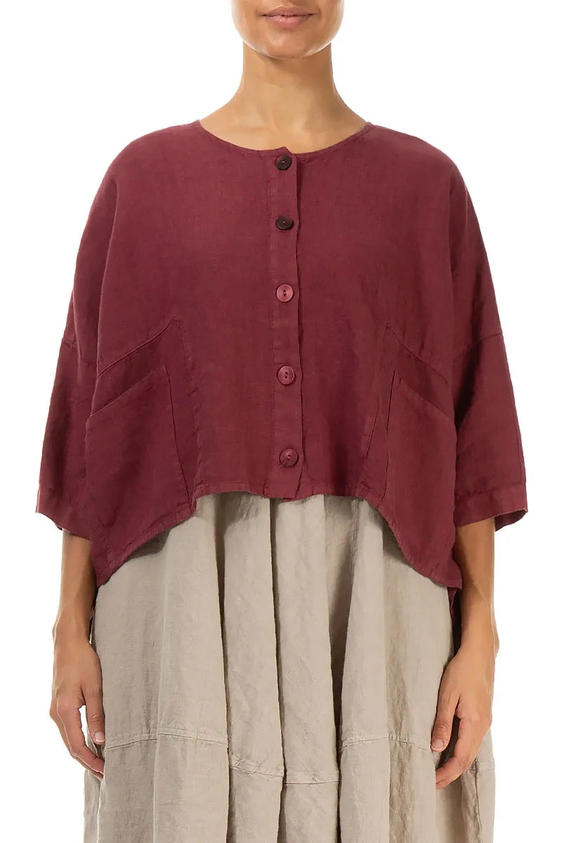 Ruby Ribbon Jackets Boxy Antique Ruby Linen Jacket – grizas.com