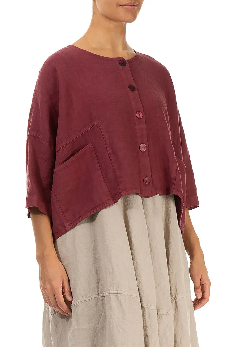Calore Jacket Ruby Boxy Antique Ruby Linen Jacket – grizas.com