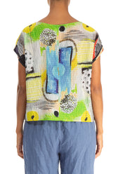 Boxy Artmaze Textured Silk Blouse 2
