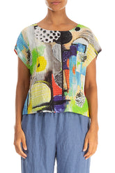Boxy Artmaze Textured Silk Blouse 1