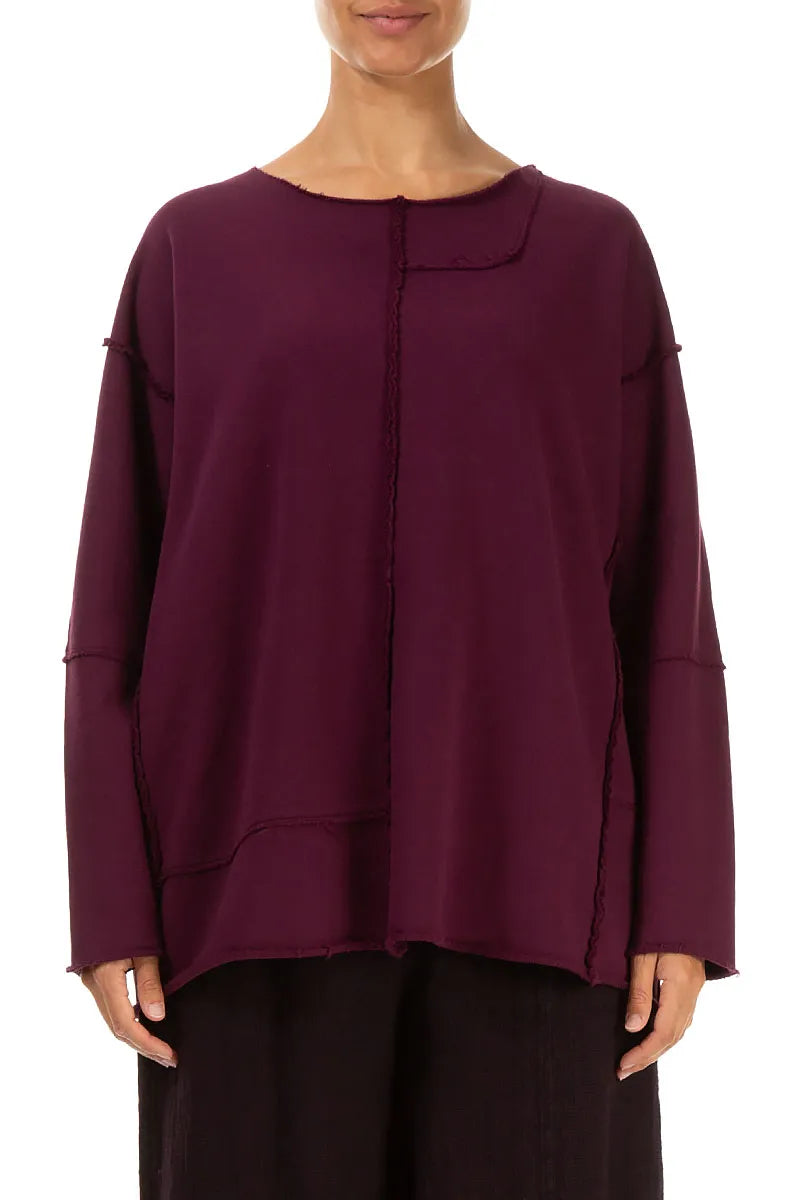 Boxy Aubergine Cotton Jumper 1