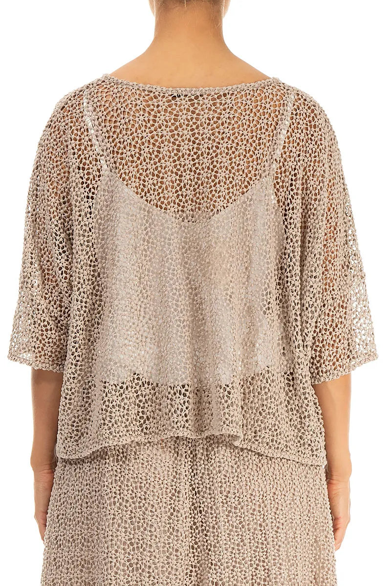 Boxy Beige Broderie Cotton Blouse 2