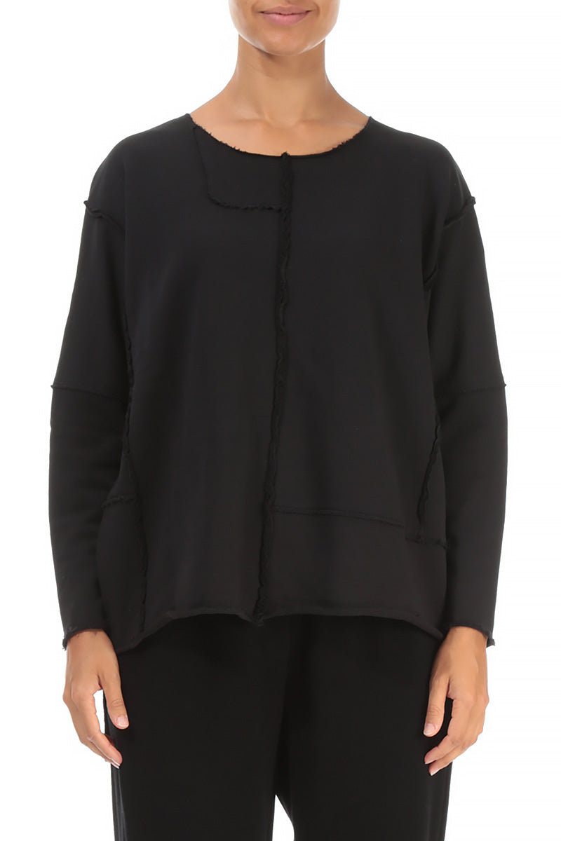 Boxy Black Cotton Jumper 1