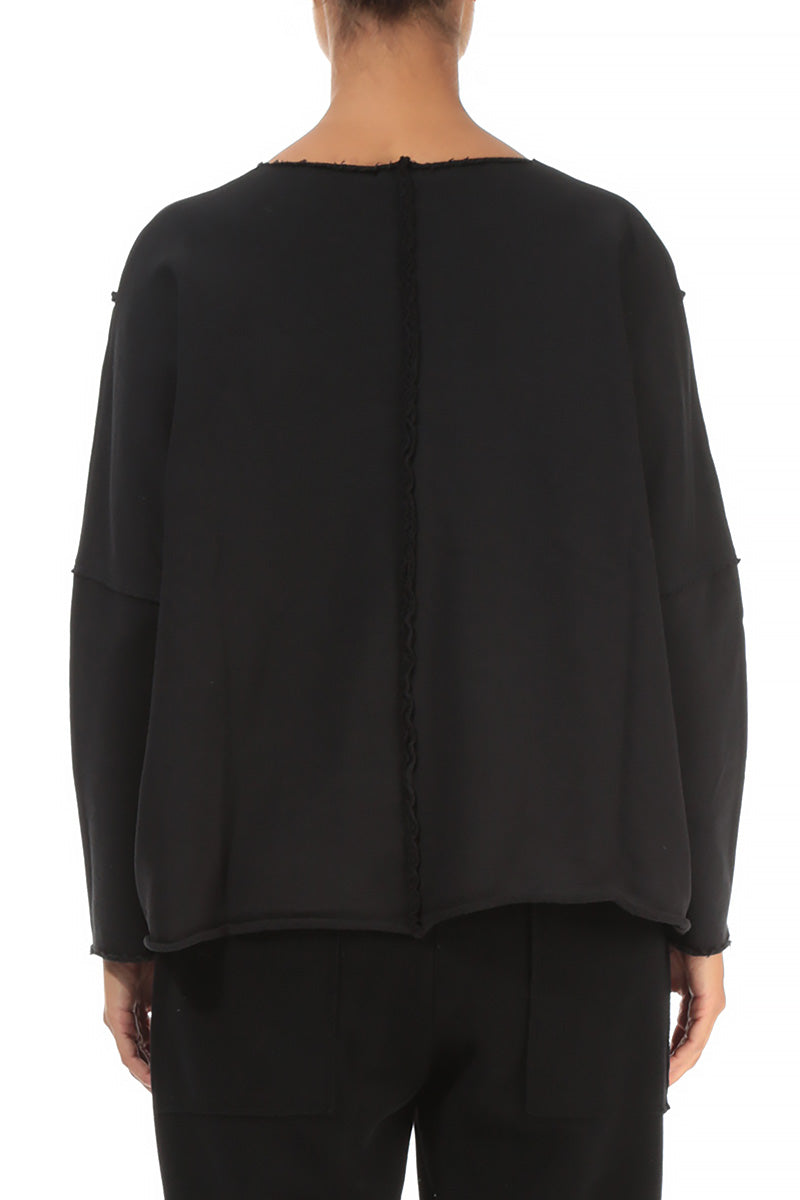 Boxy Black Cotton Jumper 2