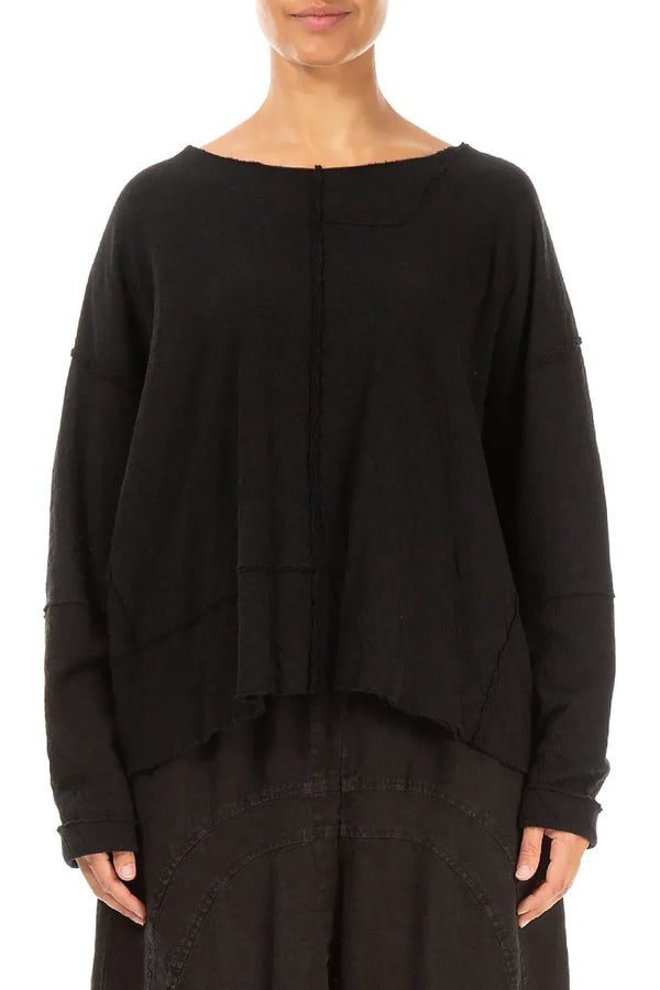 Boxy Black Wavy Cotton Jumper 1