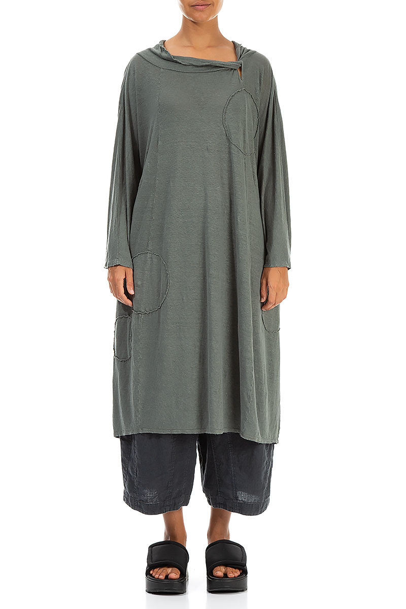 Boxy Bubble Décor Grey Sage Linen Jersey Dress 1