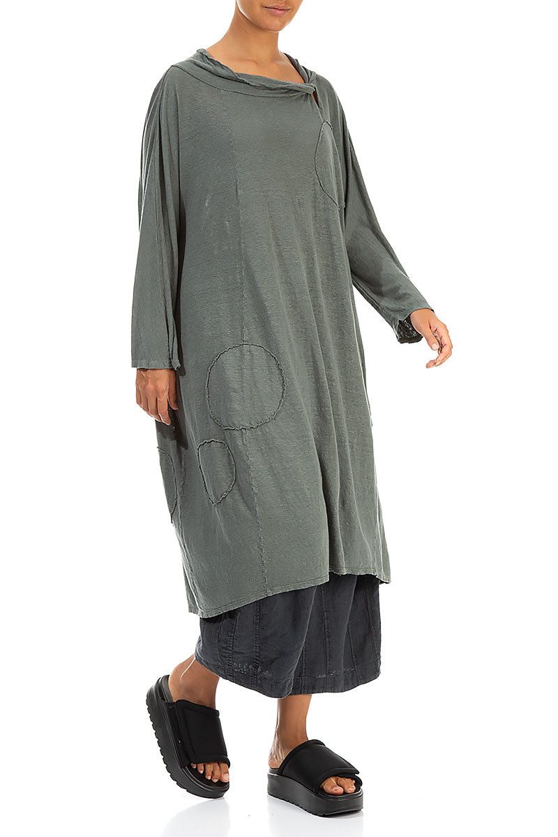 Boxy Bubble Décor Grey Sage Linen Jersey Dress 3