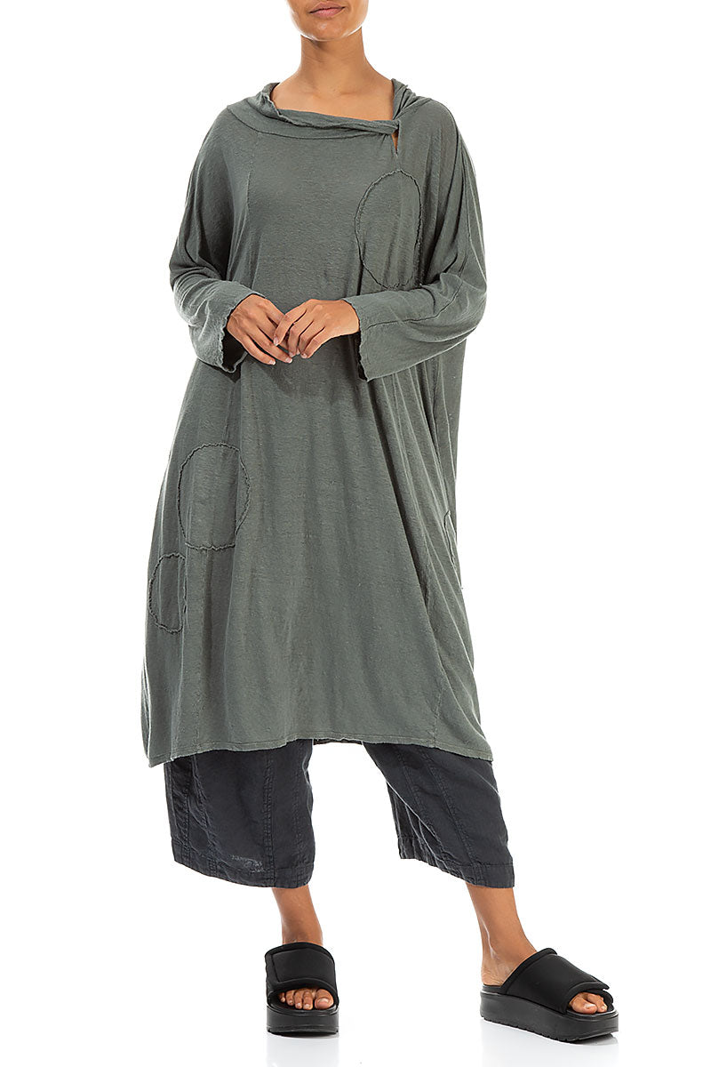 Boxy Bubble Décor Grey Sage Linen Jersey Dress 4