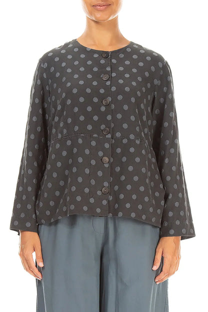 Boxy Charcoal Dotty Silk Jacket 1
