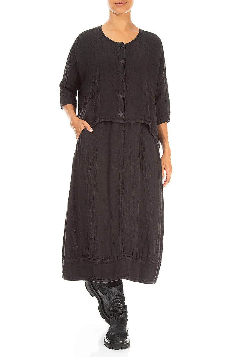 Boxy Charcoal Mélange Linen Jacket 4