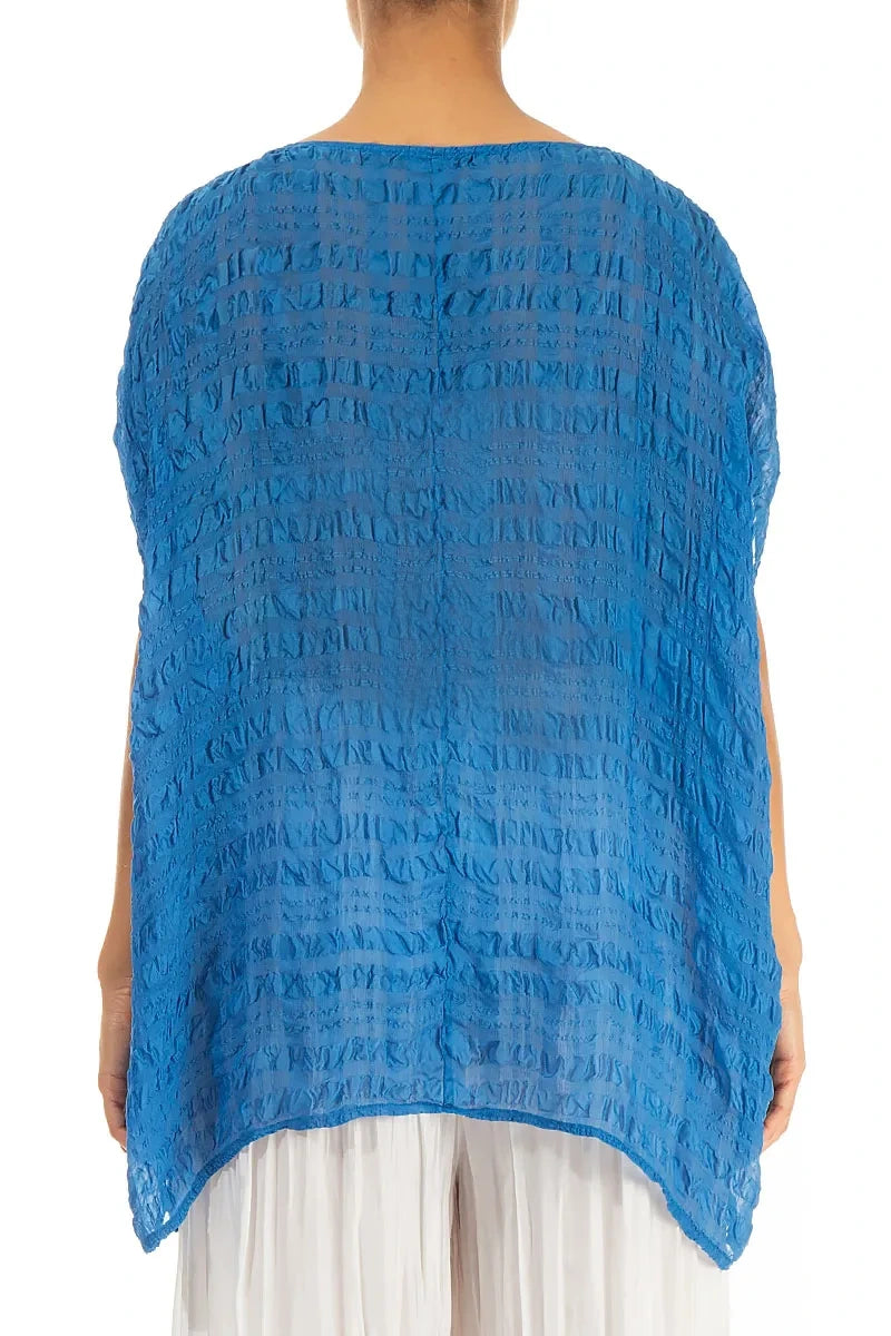 Boxy Cobalt Blue Light Silk Blouse