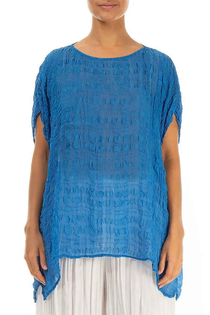 Boxy Cobalt Blue Light Silk Blouse