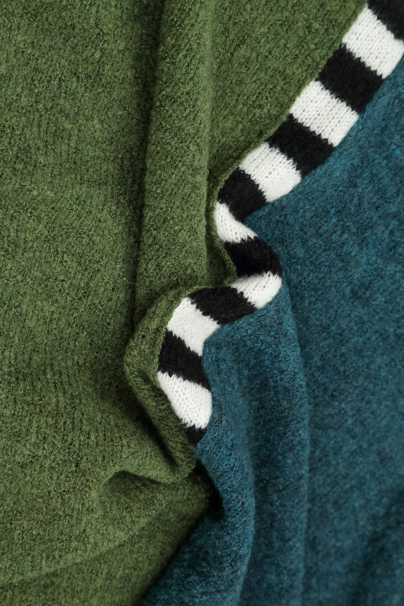 Boxy Colour-Block Green Teal Wool Sweater 5