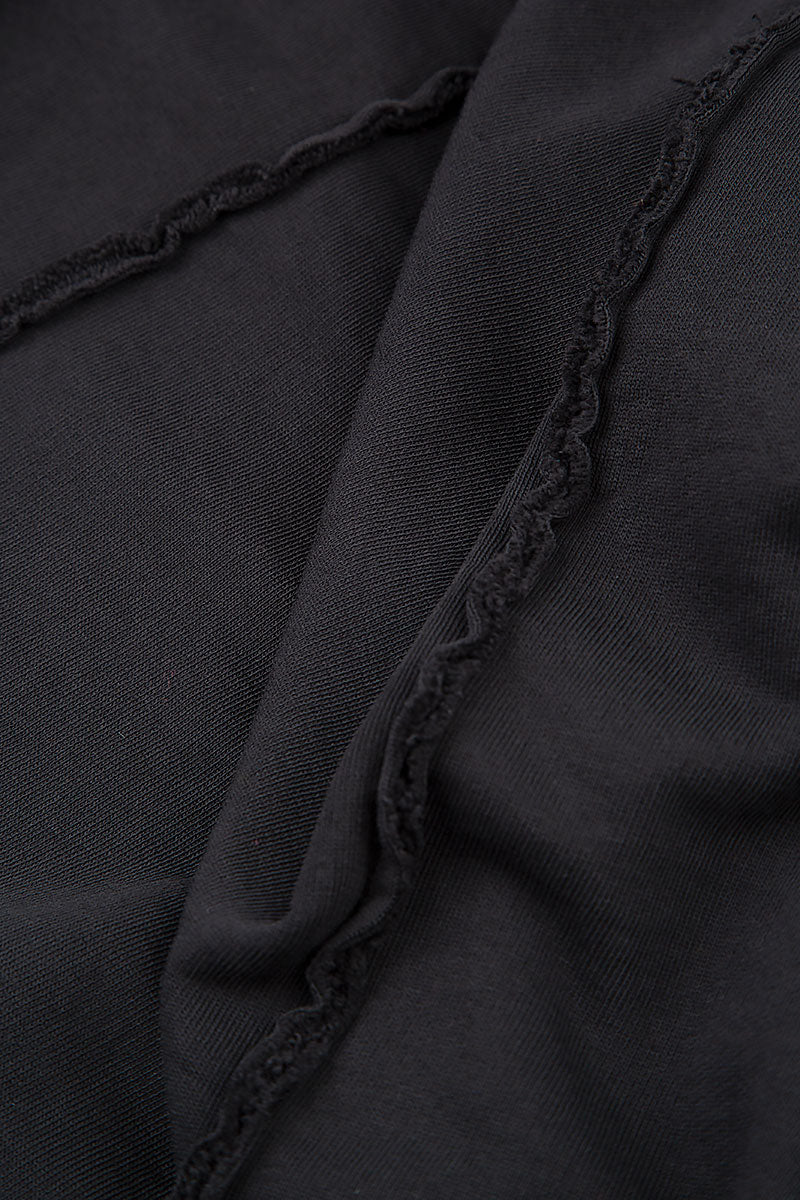 Boxy Cowl Neck Black French Terry Cotton Jumper 5