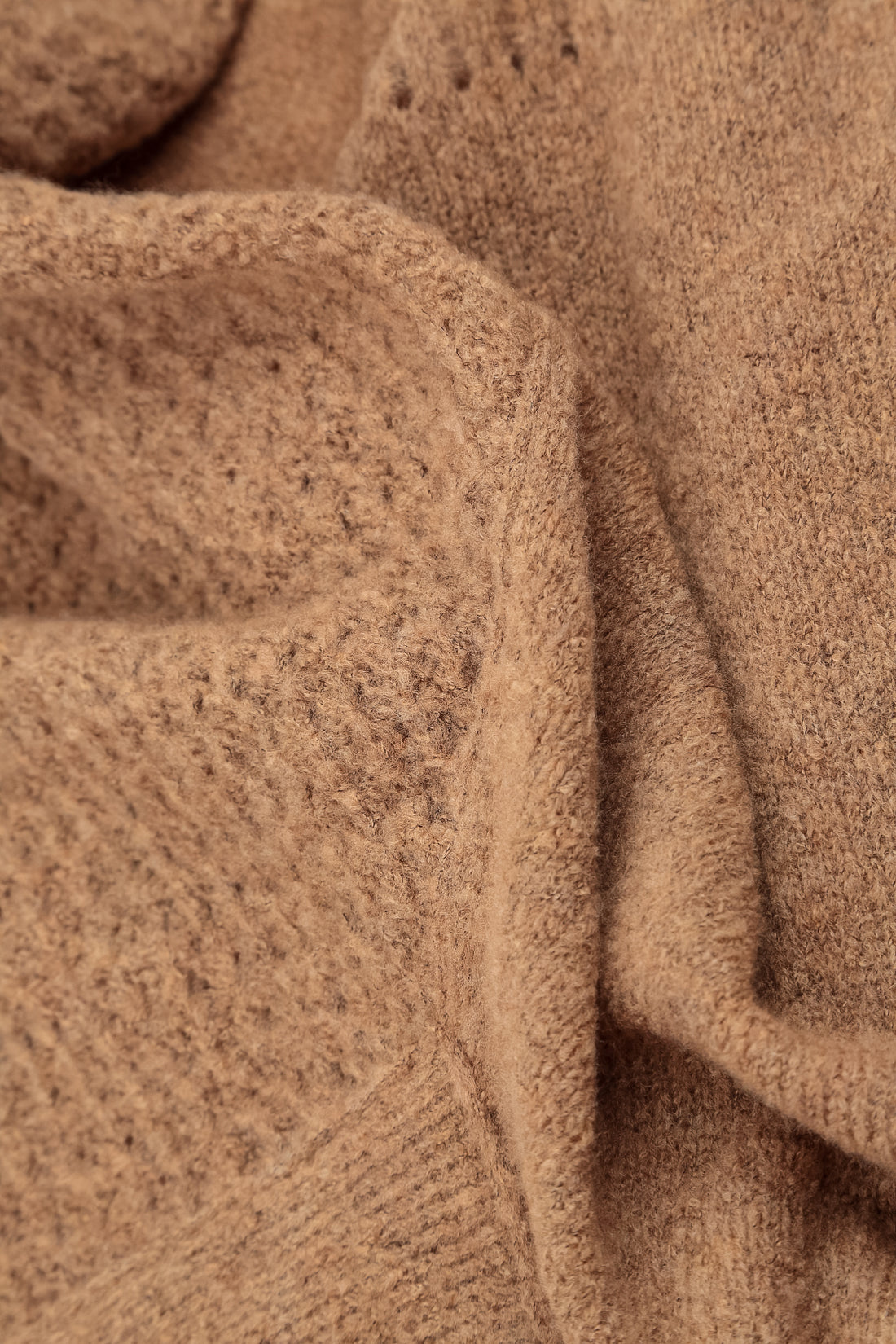 Boxy Cowl Neck Caramel Wool Sweater 6