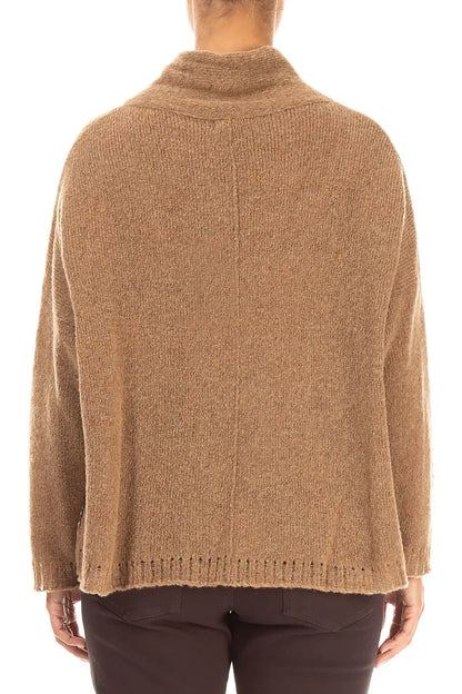Boxy Cowl Neck Caramel Wool Sweater