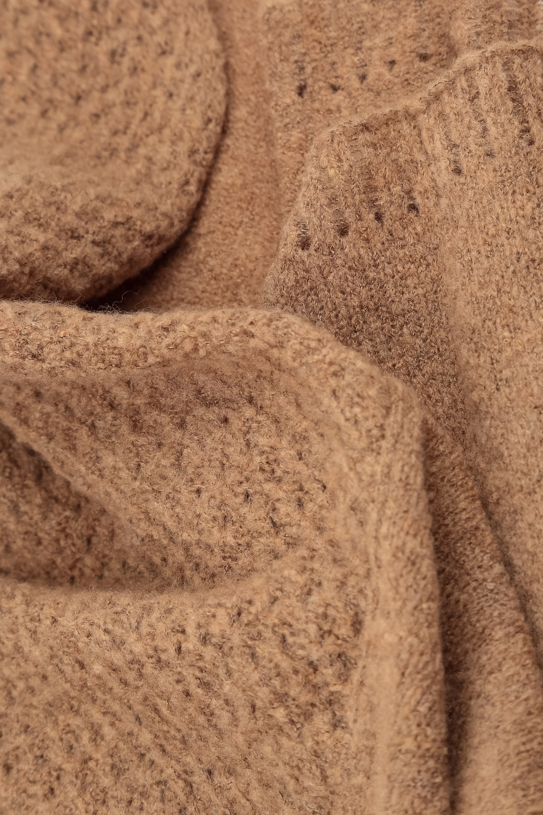 Boxy Cowl Neck Caramel Wool Sweater 5