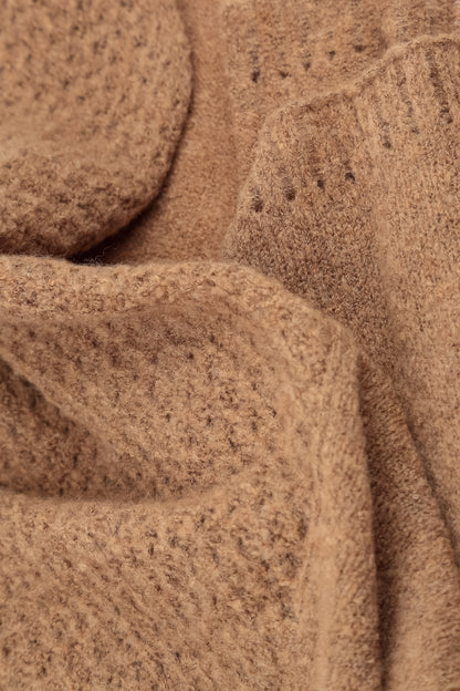 Boxy Cowl Neck Caramel Wool Sweater