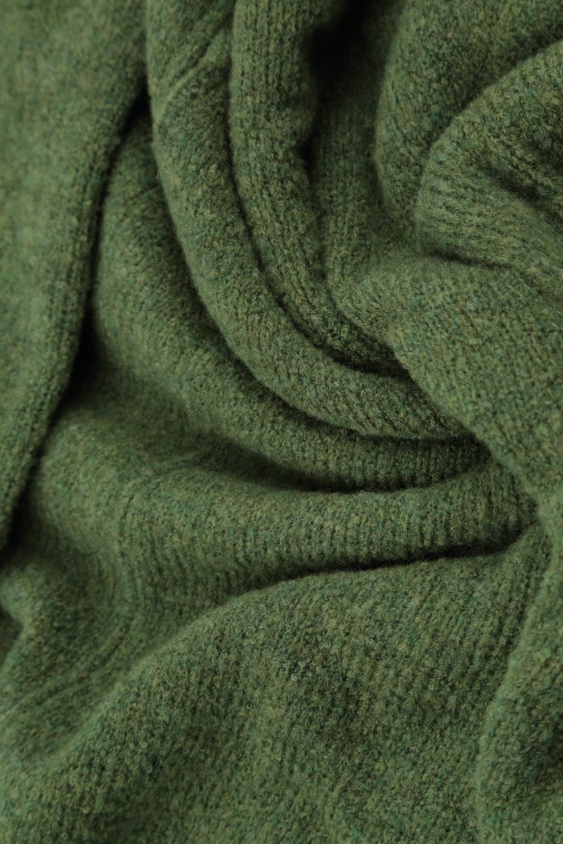 Boxy Cowl Neck Dark Sage Wool Sweater 5
