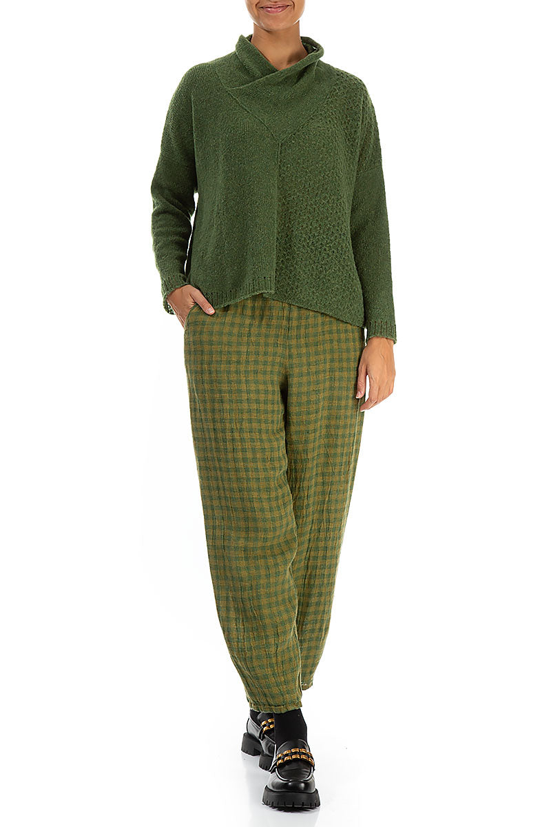 Boxy Cowl Neck Dark Sage Wool Sweater 4