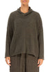 Boxy Cowl Neck Khaki Wool Sweater 1