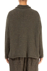 Boxy Cowl Neck Khaki Wool Sweater 2