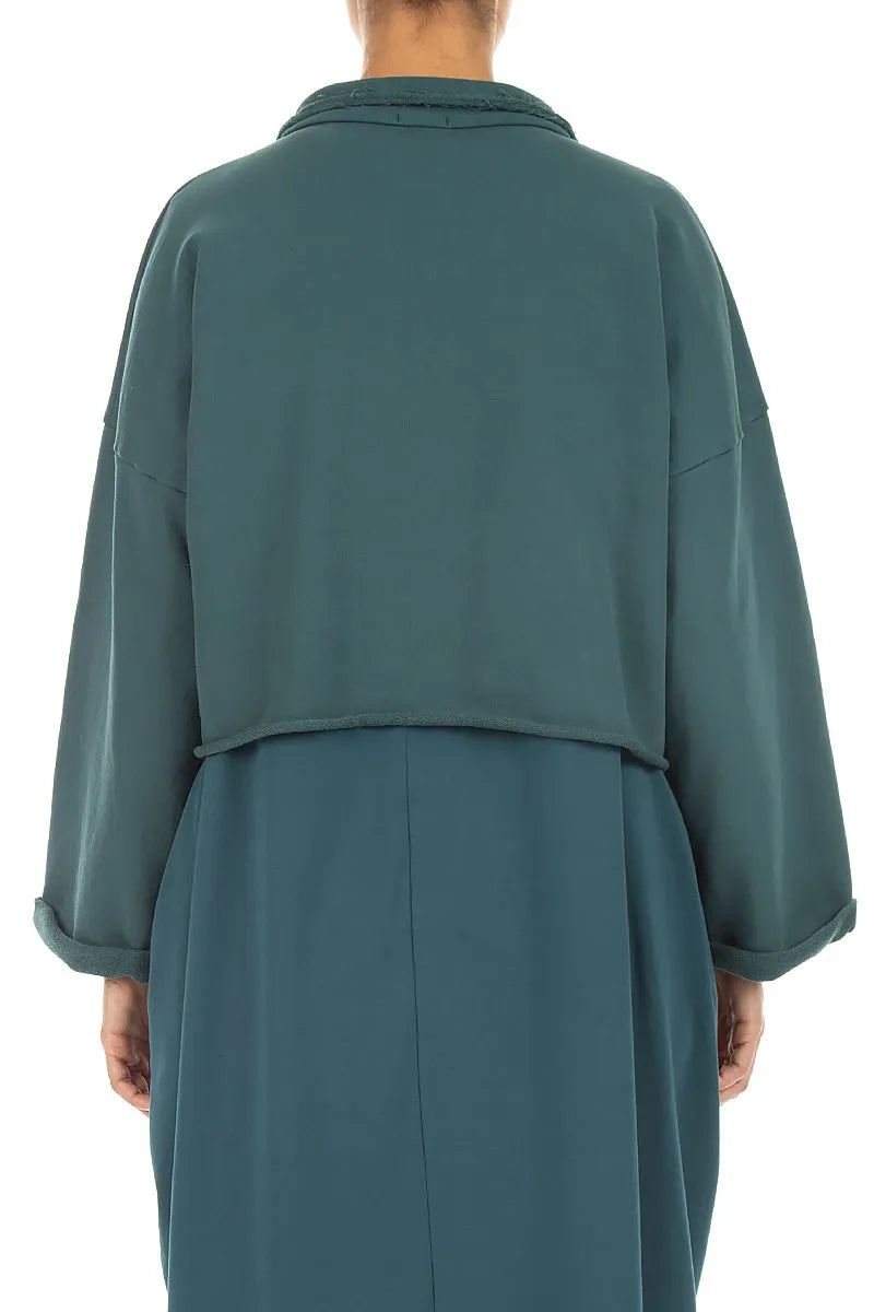 Boxy Deep Turquoise French Terry Cotton Jacket