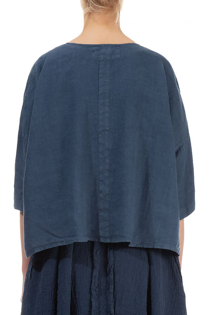 Boxy Denim Blue Linen Jacket 2