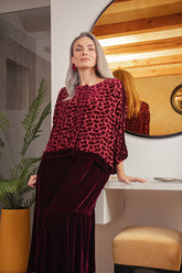Boxy Devoré Petals Claret Silk Velvet Jacket 1