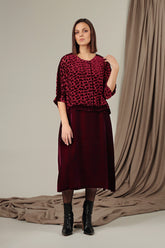 Boxy Devoré Petals Claret Silk Velvet Jacket 7