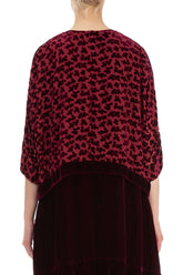 Boxy Devoré Petals Claret Silk Velvet Jacket 3