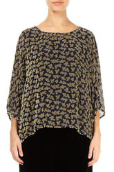 Boxy Devoré Petals Gold Silk Velvet Blouse 1