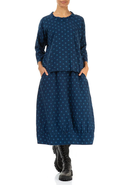 Boxy Dotty Royal Blue Silk Blouse 4