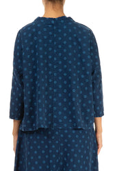 Boxy Dotty Royal Blue Silk Blouse 2