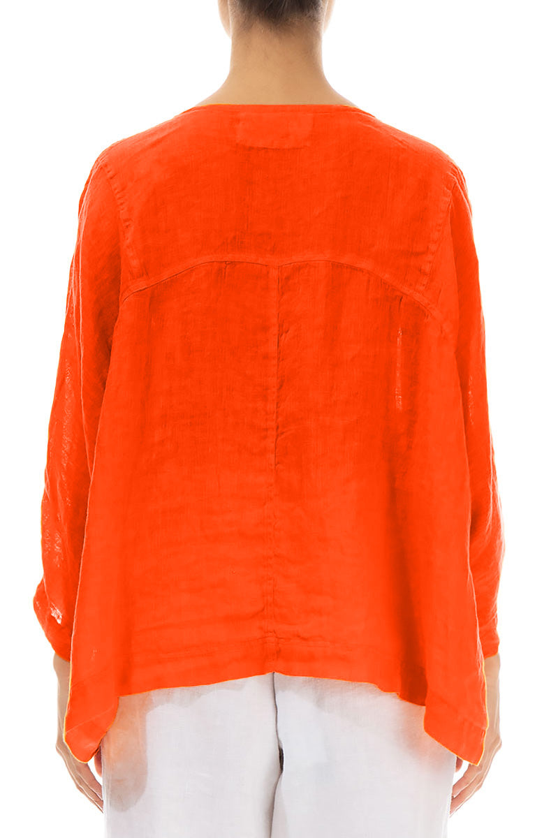 Chemisier Boxy en gaze de lin orange flamboyant