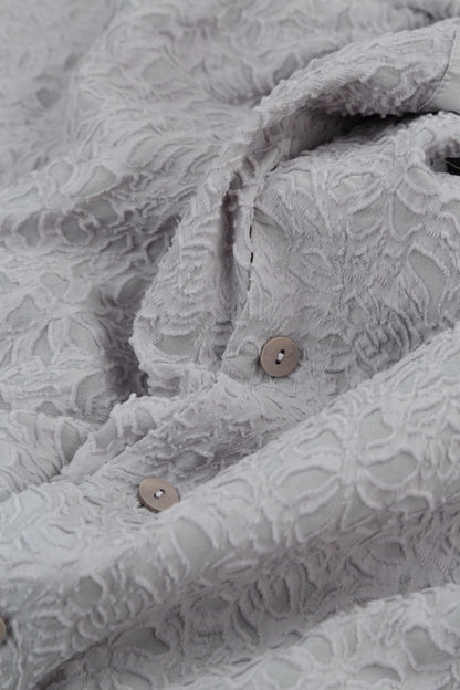 Boxy Floral Lilac Grey Silk Jacket 5