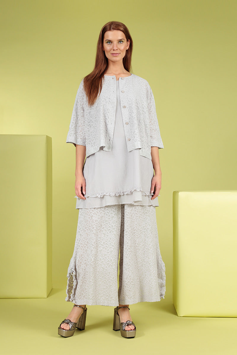 Boxy Floral Lilac Grey Silk Jacket 7