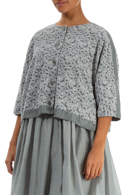 Boxy Floral Sage Silk Jacket 3